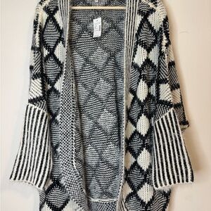 Women's Maurices Monochrome Patterned Cardigan XXL black